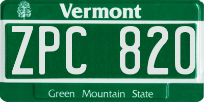 VT license plate ZPC820