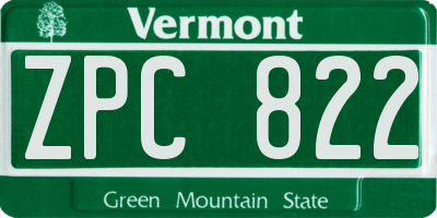 VT license plate ZPC822