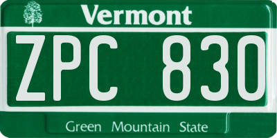 VT license plate ZPC830