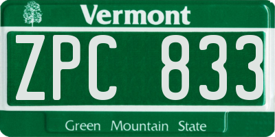 VT license plate ZPC833