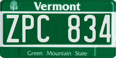 VT license plate ZPC834