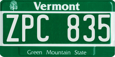VT license plate ZPC835