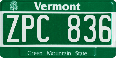 VT license plate ZPC836
