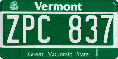VT license plate ZPC837