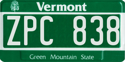 VT license plate ZPC838