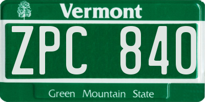 VT license plate ZPC840