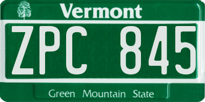 VT license plate ZPC845