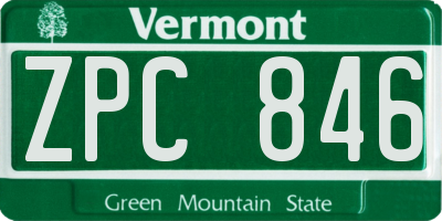 VT license plate ZPC846