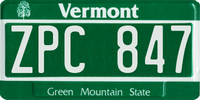 VT license plate ZPC847