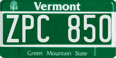 VT license plate ZPC850