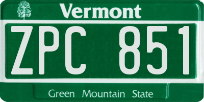 VT license plate ZPC851