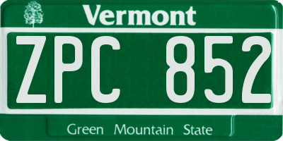 VT license plate ZPC852