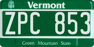 VT license plate ZPC853