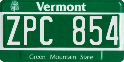VT license plate ZPC854