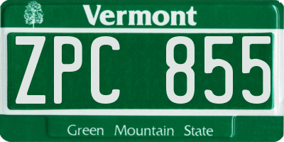VT license plate ZPC855