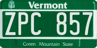 VT license plate ZPC857