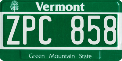 VT license plate ZPC858