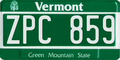 VT license plate ZPC859