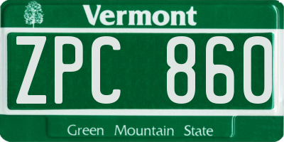 VT license plate ZPC860