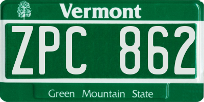 VT license plate ZPC862