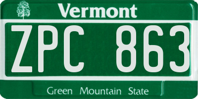 VT license plate ZPC863
