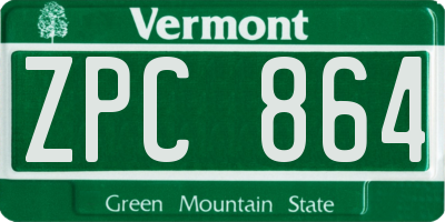 VT license plate ZPC864