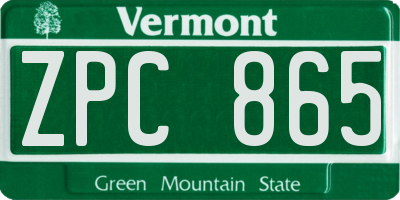 VT license plate ZPC865
