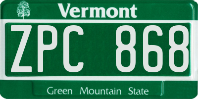 VT license plate ZPC868