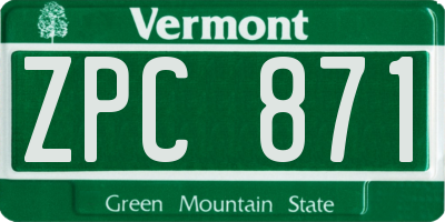 VT license plate ZPC871