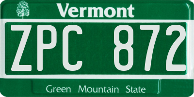 VT license plate ZPC872
