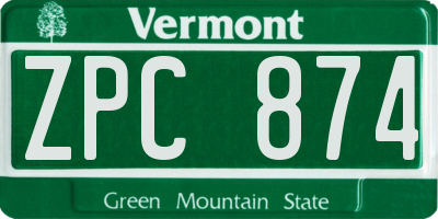 VT license plate ZPC874