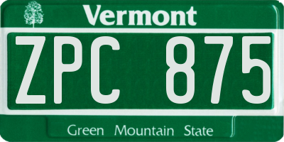 VT license plate ZPC875