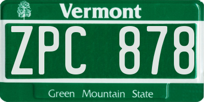 VT license plate ZPC878