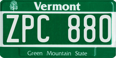 VT license plate ZPC880