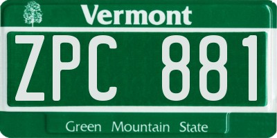 VT license plate ZPC881