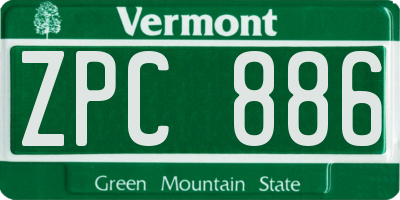 VT license plate ZPC886
