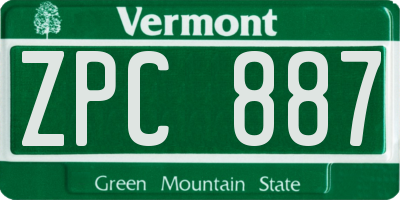 VT license plate ZPC887
