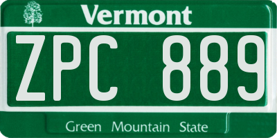 VT license plate ZPC889