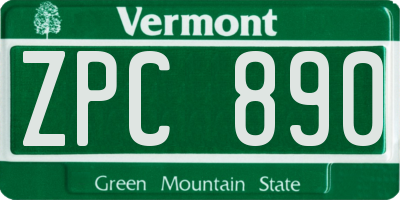 VT license plate ZPC890