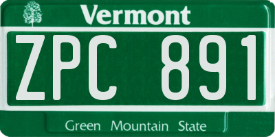 VT license plate ZPC891