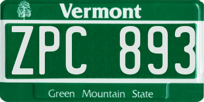 VT license plate ZPC893