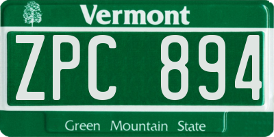 VT license plate ZPC894