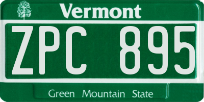VT license plate ZPC895