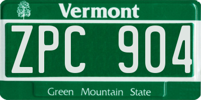 VT license plate ZPC904