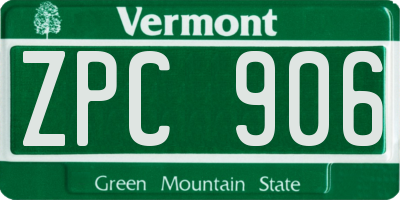 VT license plate ZPC906