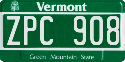 VT license plate ZPC908