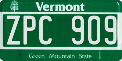 VT license plate ZPC909