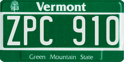 VT license plate ZPC910