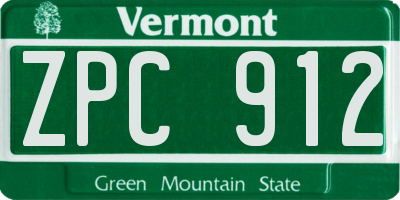 VT license plate ZPC912
