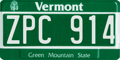 VT license plate ZPC914